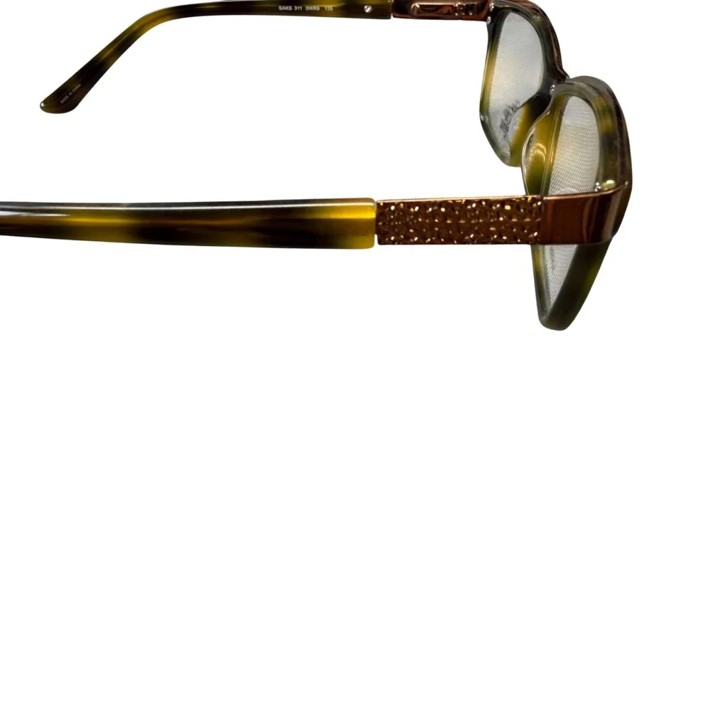 Saks Fifth Avenue Eyeglasses Women 135 Green Tortoise SAKS 311 0WR9 Rectangular